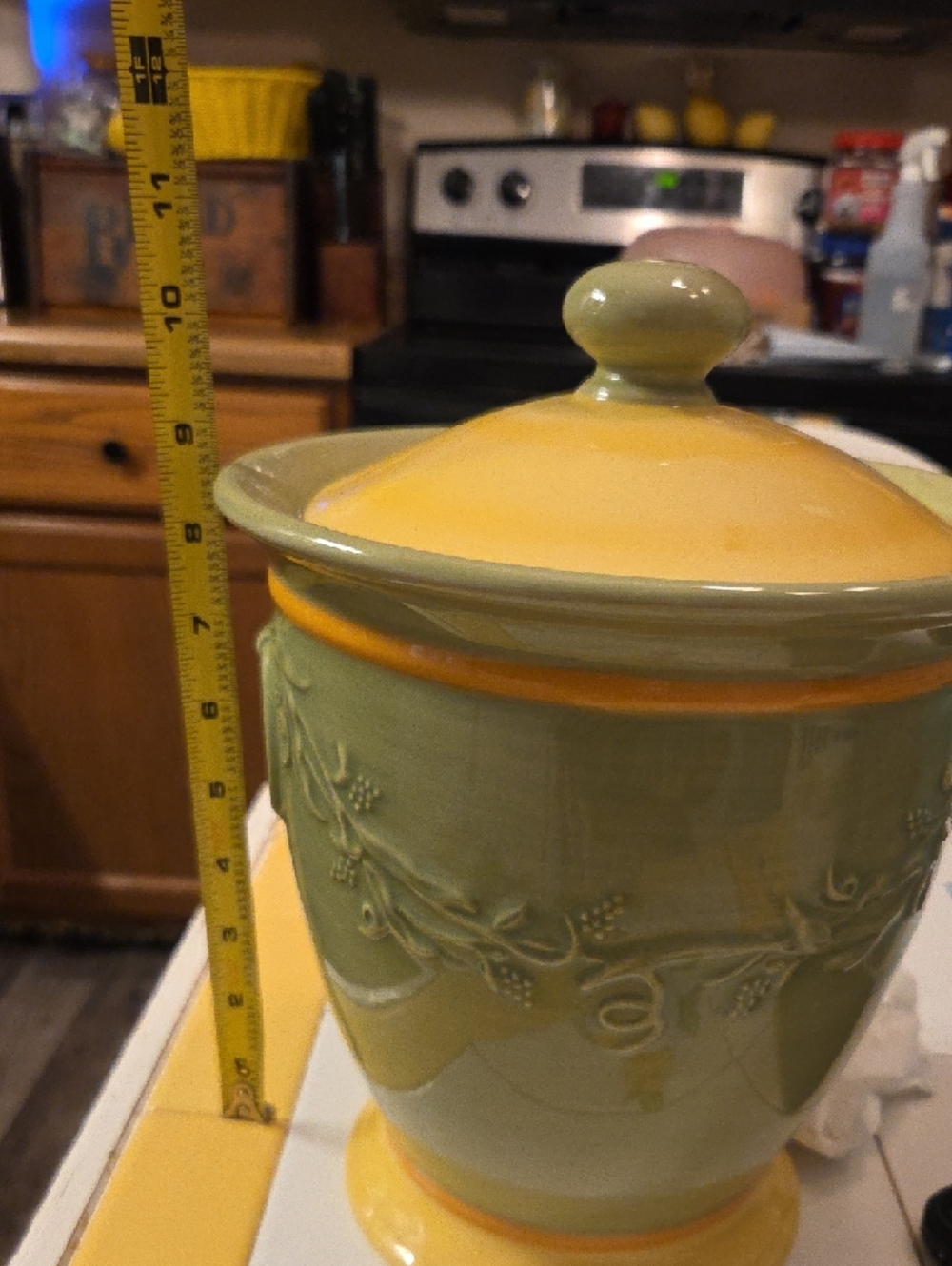 Pfaltzgraff Pistoulet "Flour Of Happiness Ceramic Canister - Yellow & Green - Picture 6 of 7